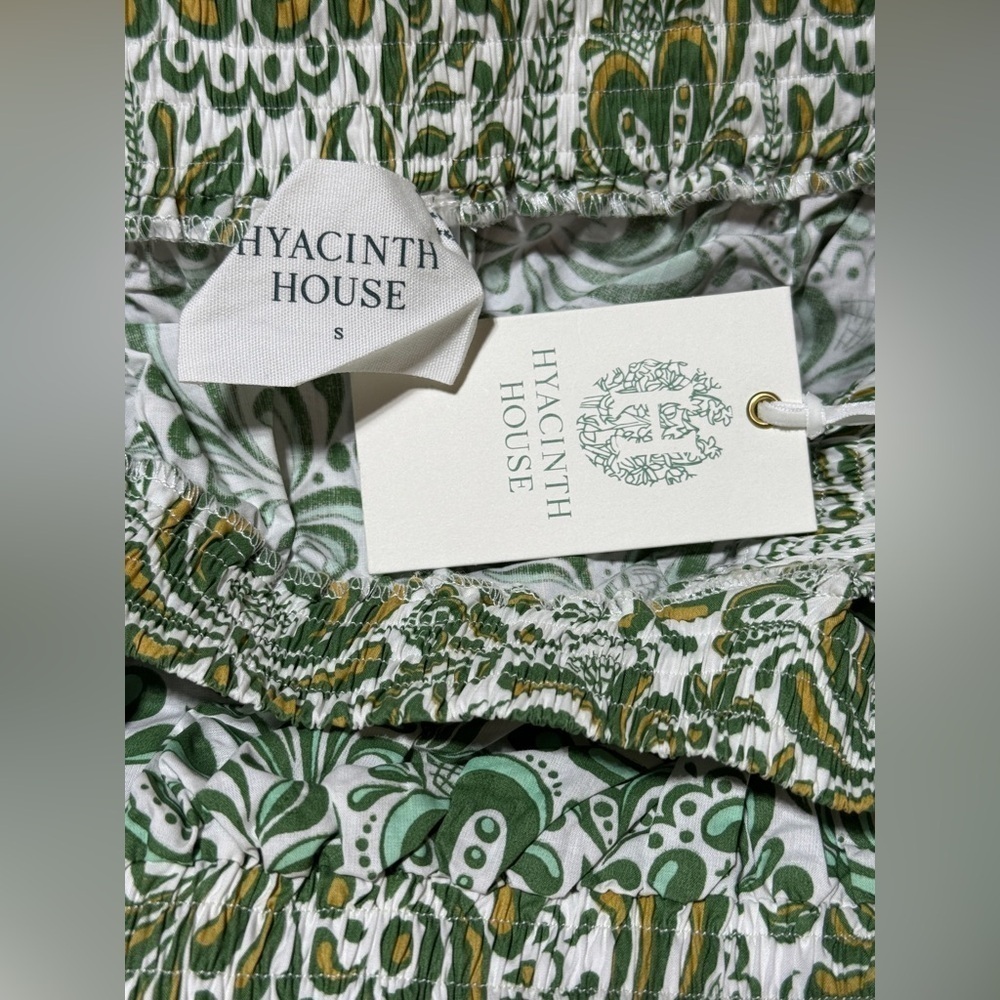Hyacinth House Gina One Shoulder Crop Top Green Floral Cotton NWT Size XS - Picture 9 of 11